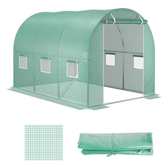 Bâche de rechange pour serre jardin PE protection anti-UV 6 fenêtres 3x2x2 m vert - ComfortXL Outdoor Living - Image 2