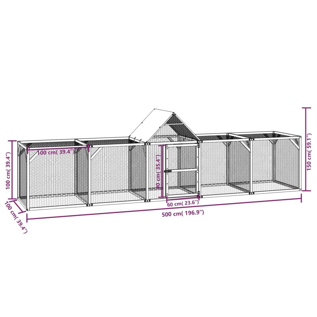 Vidaxl - Poulailler 500x100x150 cm Bois de pin massif imprégné vidaXL 3102983 - Imagen 3