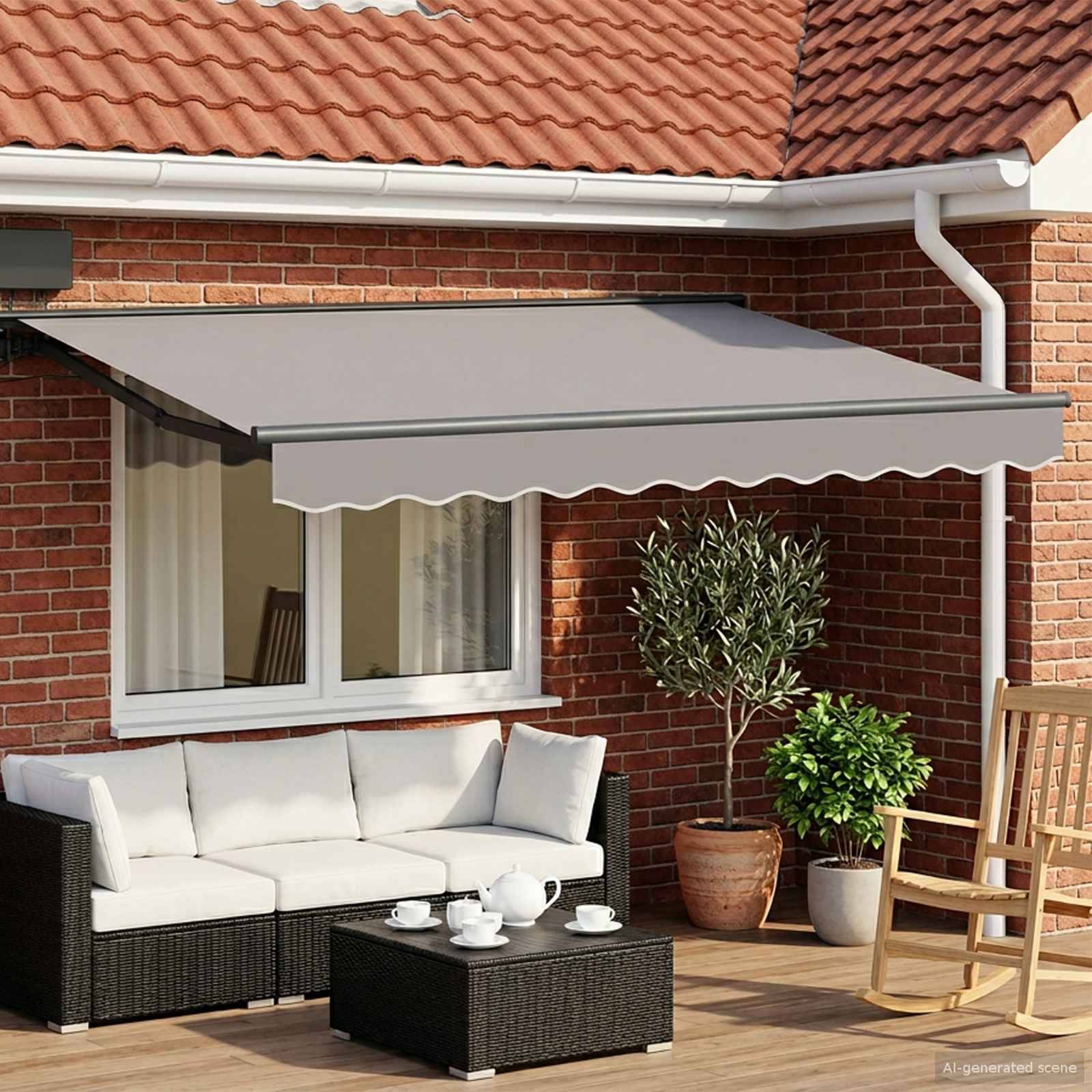 ComfortXL - Store banne manuel LED alu terrasse jardin protection solaire 3x2,5m toile gris clair - ComfortXL Outdoor Living - Image 1