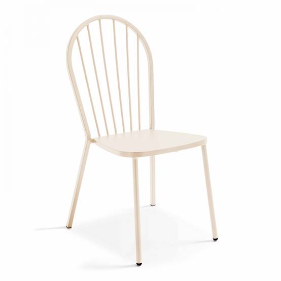 Oviala - Ensemble table ronde 70 cm et 2 chaises de jardin bistrot métal ivoire Palavas - Oviala - Imagen 6