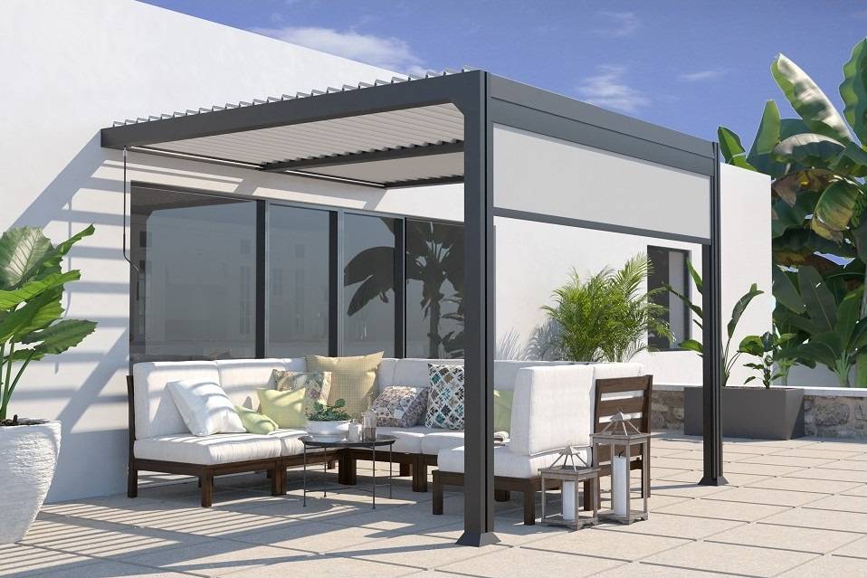 Couleurs du monde - Miami - Pergola adossée bioclimatique 3x3m en aluminium  - Couleurs du Monde - Imagen 2