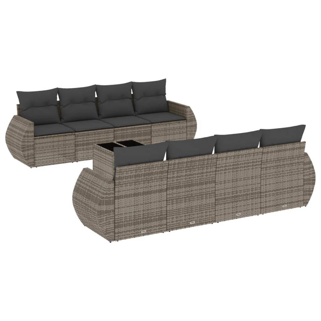 Salon de jardin 8 personnes Résine tressée Ensemble modulable avec table basse Gris – ComfortXL Outdoor Living - Image 2