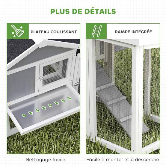 Poulailler avec pondoir bois gris 204 x 85 x 93 cm - PANGIVO - Image 9