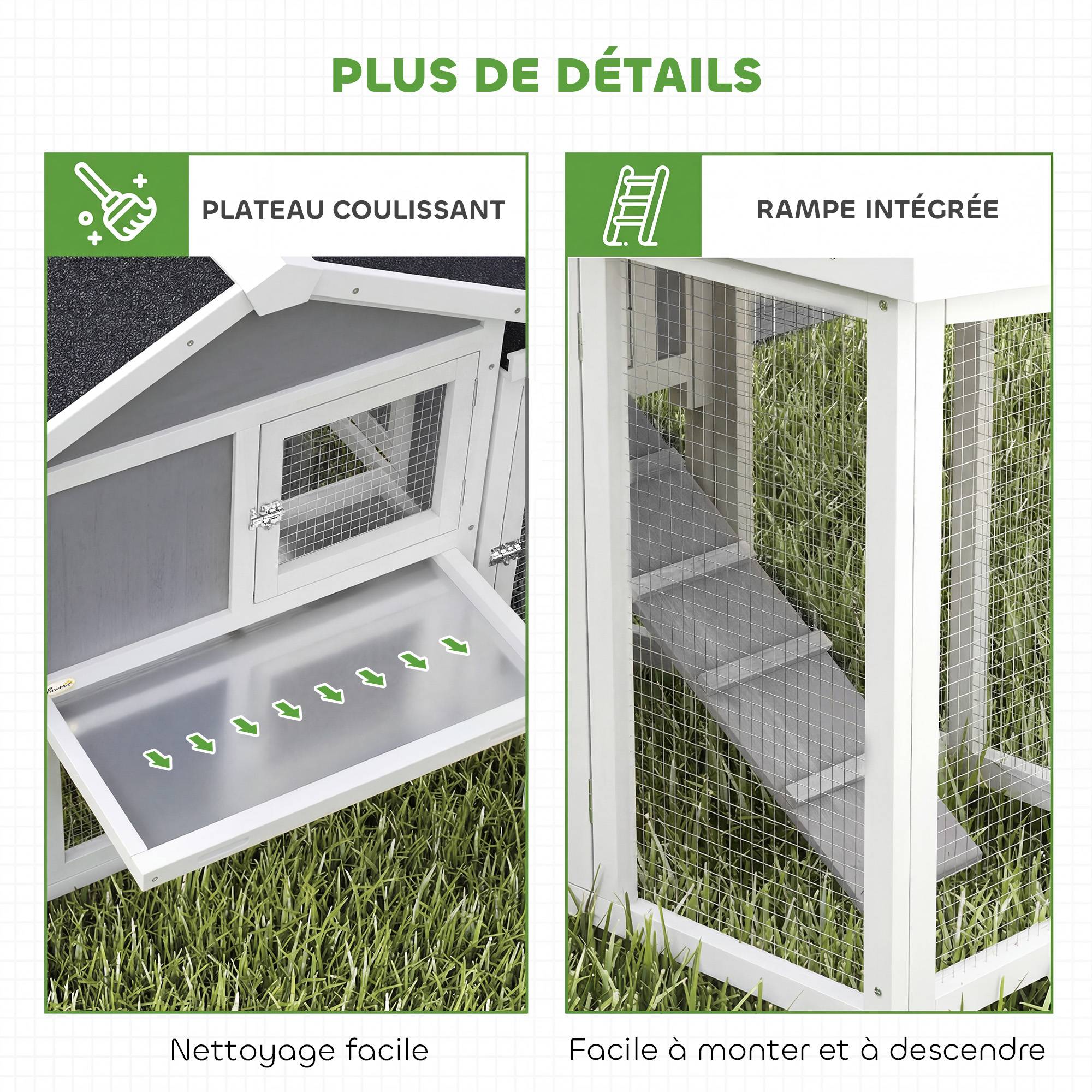 Poulailler avec pondoir bois gris 204 x 85 x 93 cm - PANGIVO - Image 9