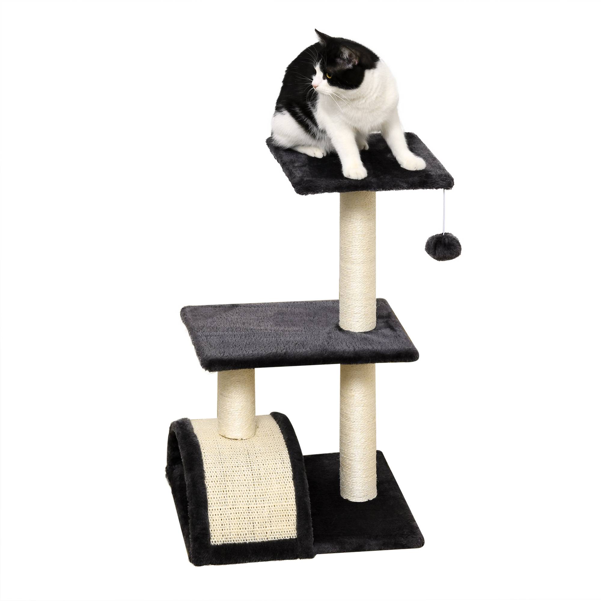 Arbre à chat sisal et peluche gris 40 x 35 x 72 cm - PANGIVO - Image 2