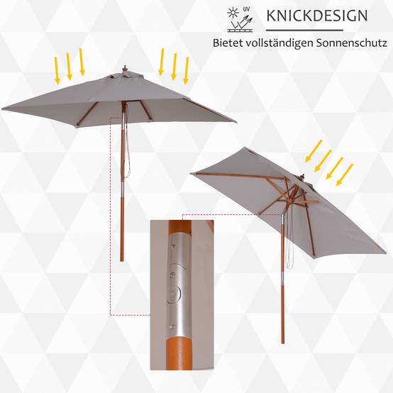 PANGIVO - Parasol rectangulaire inclinable en polyester et bois gris 200 x 150 x 235 cm - PANGIVO - Image 7