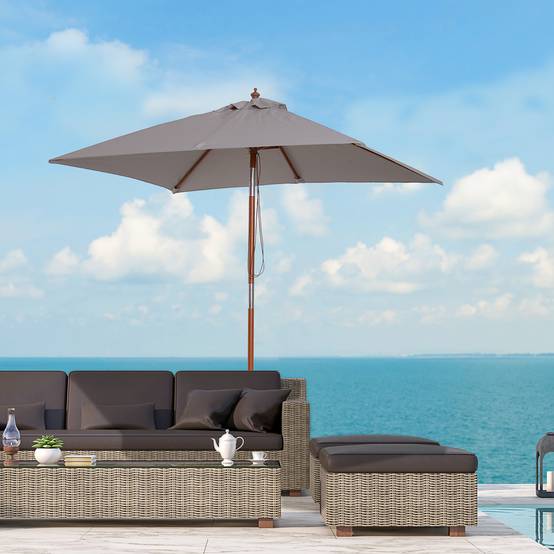 PANGIVO - Parasol rectangulaire inclinable en polyester et bois gris 200 x 150 x 235 cm - PANGIVO - Image 4