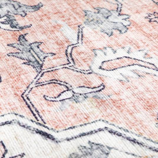 Decoweb - Tapis doux à motif oriental - Yasmine - Bleu nuit et rose - 160 x 230 cm - Decoweb - Image 3