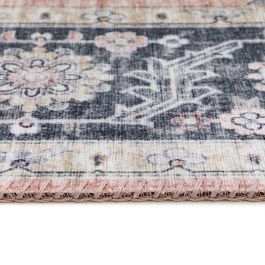 Decoweb - Tapis doux à motif oriental - Yasmine - Bleu nuit et rose - 160 x 230 cm - Decoweb - Image 5