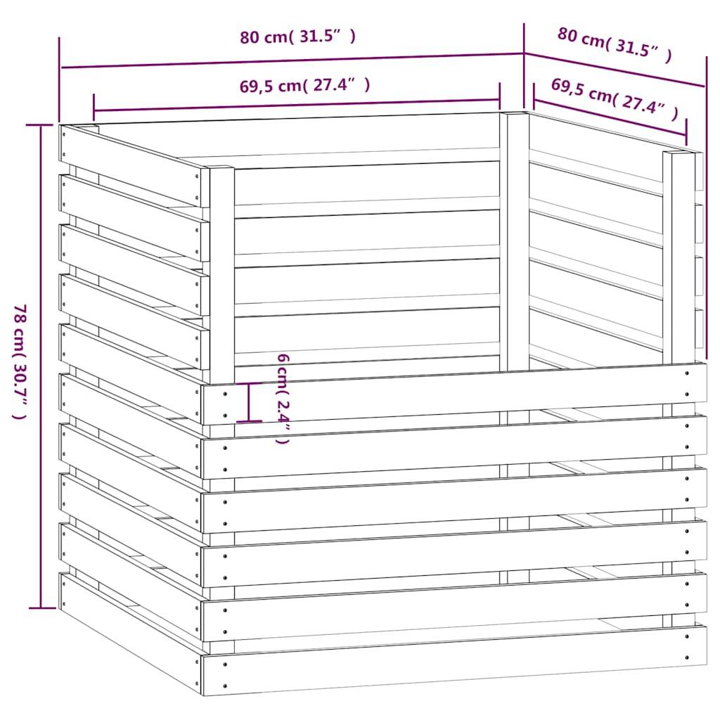 Composteur bois de pin blanc 80 x 80 x 78 cm - PANGIVO - Image 8