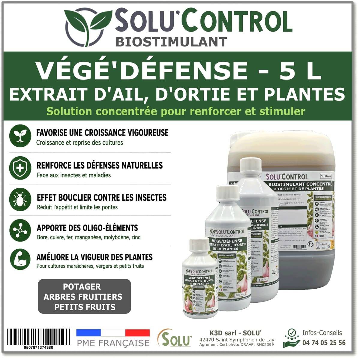 Tout pour les nuisibles - Biostimulant Concentré à l'Extrait d'Ail, d'Ortie et de Plantes Solu'Control Vége'Défense – 1 litre – Renforce les Défenses Naturelles des Plantes - Image 5