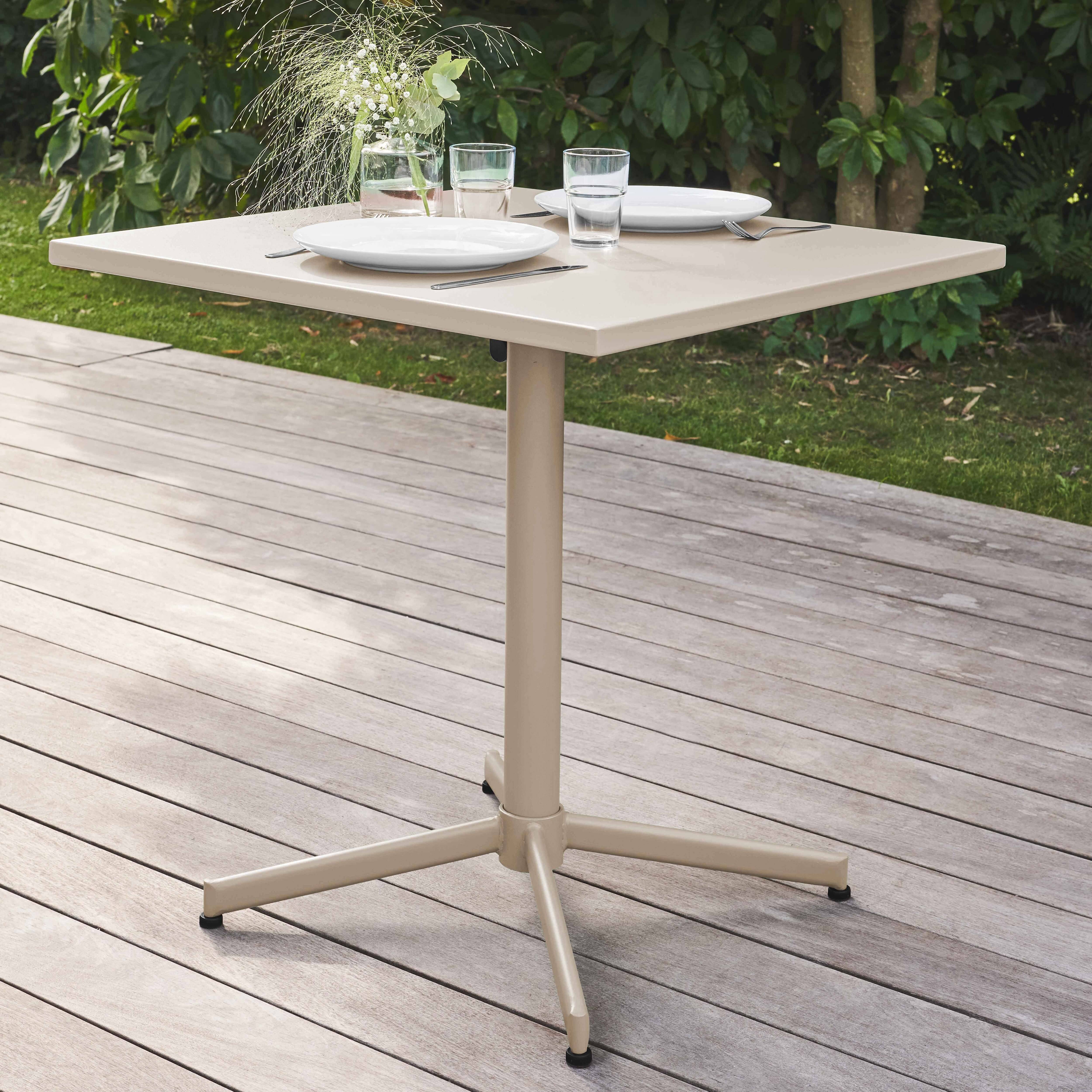 Oviala - Ensemble table de jardin et 4 fauteuils en métal taupe Palavas - Oviala - Imagen 4