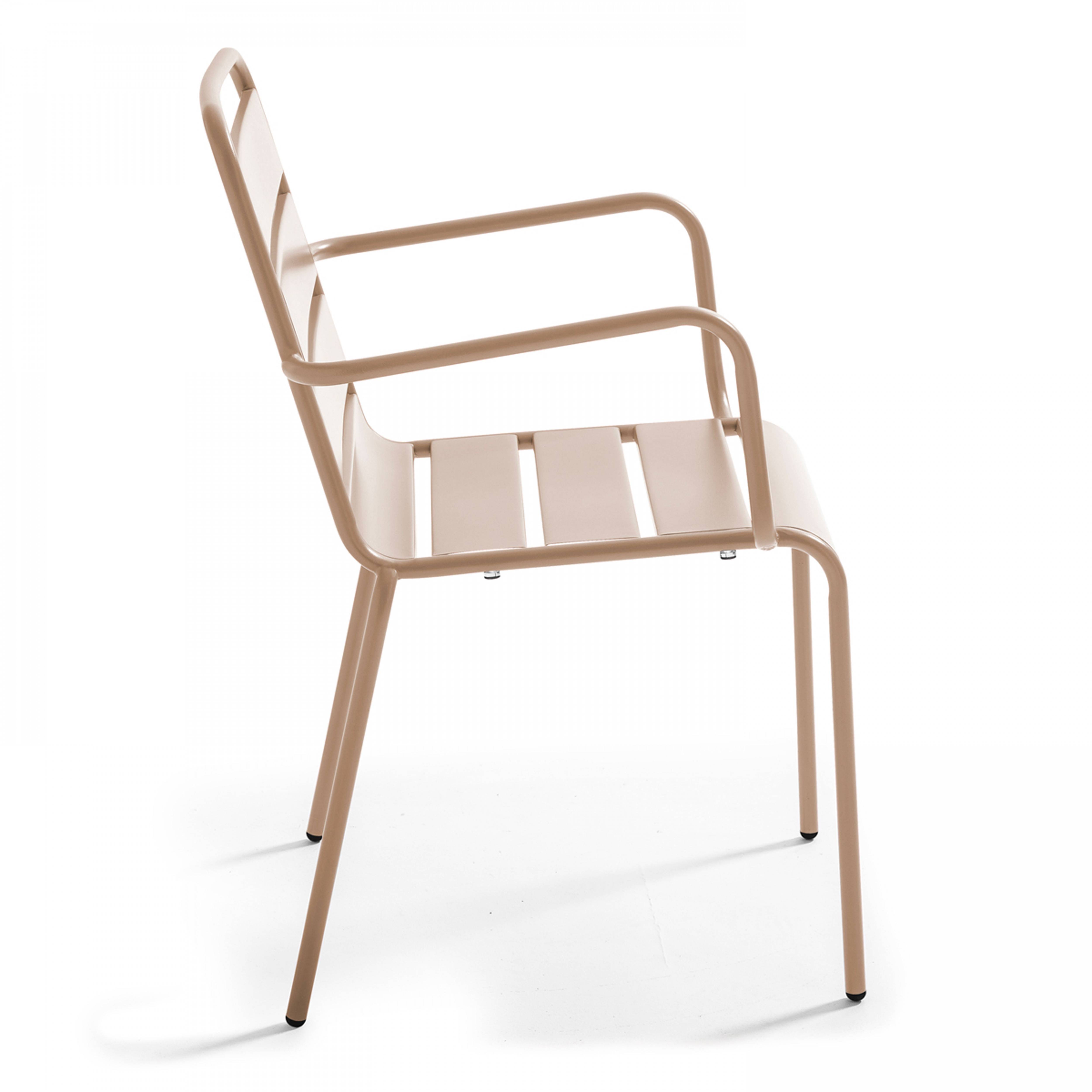 Oviala - Ensemble table de jardin et 4 fauteuils en métal taupe Palavas - Oviala - Imagen 6