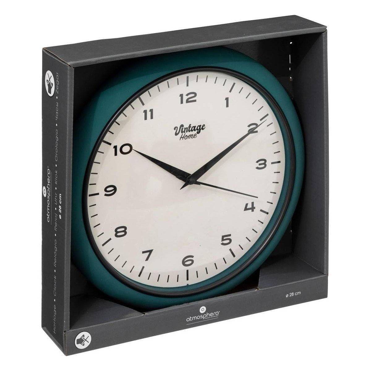Pendule murale Rétro & Vintage Bleu canard D 28 cm - Imagen 3