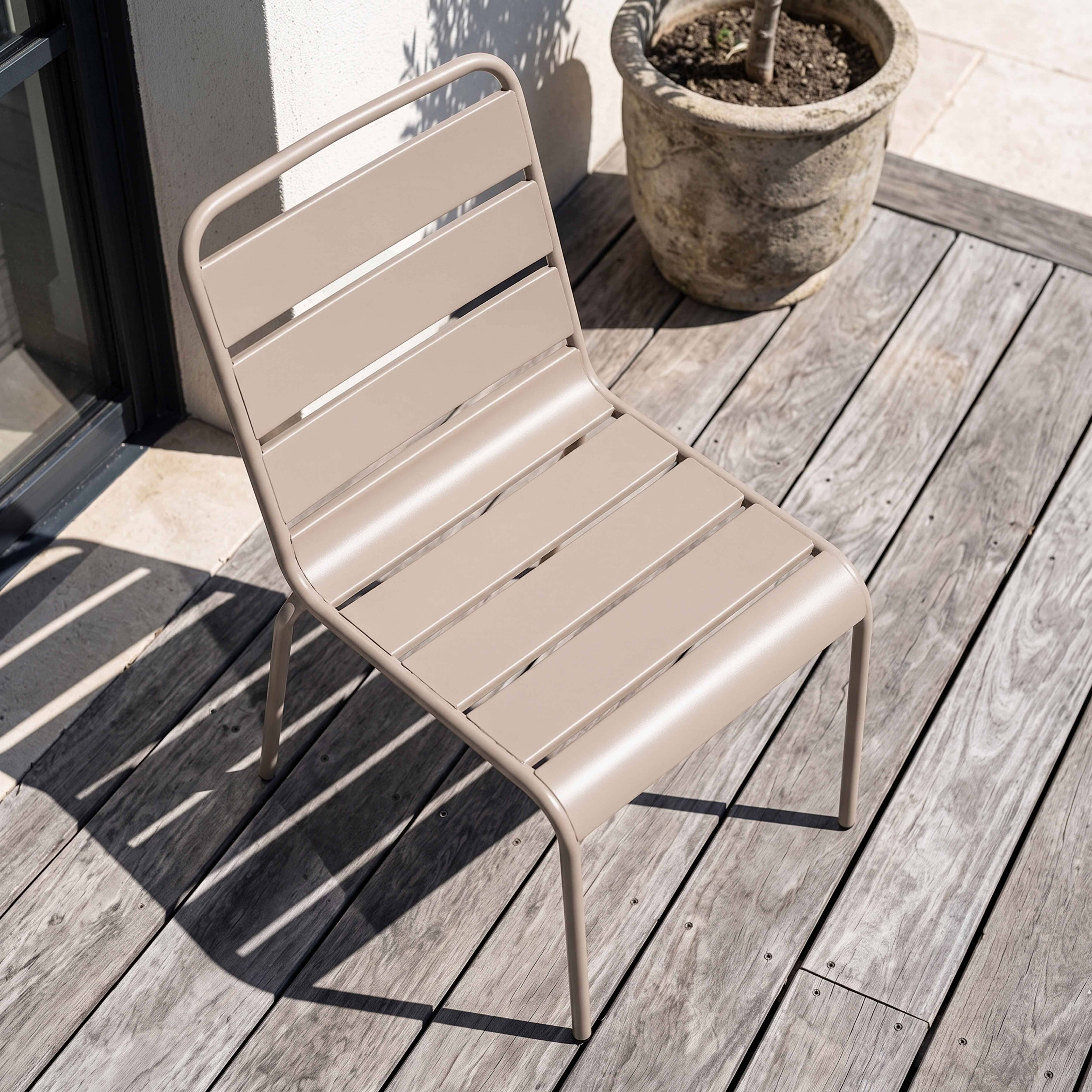 Oviala - Chaise de jardin en métal taupe Palavas - Oviala - Imagen 3