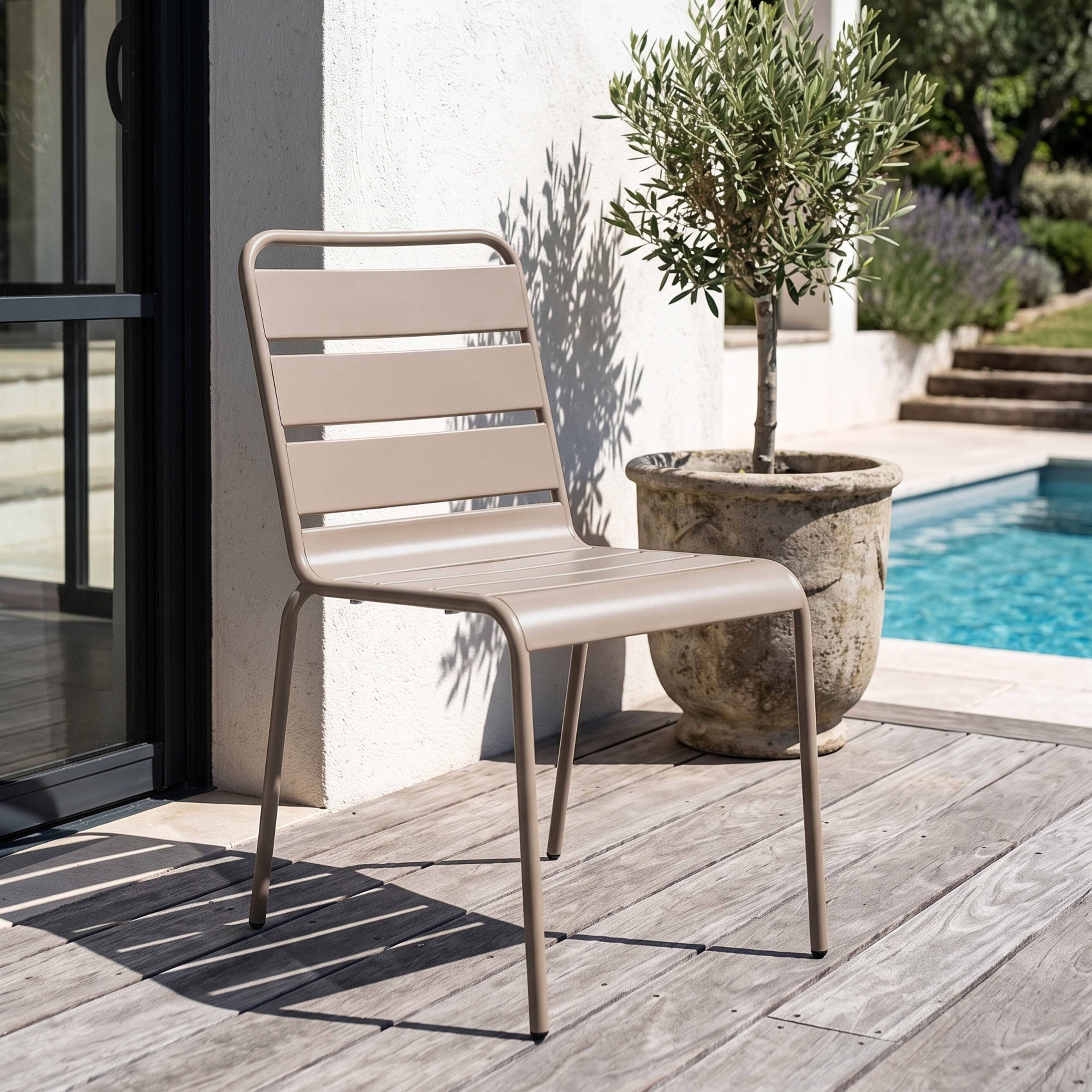 Oviala - Chaise de jardin en métal taupe Palavas - Oviala - Imagen 2