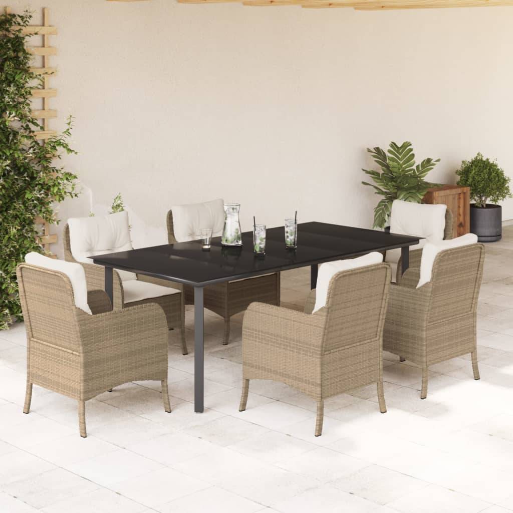 ComfortXL - Ensemble repas 6 personnes résine tressée grande table de jardin Beige – ComfortXL Outdoor Living - Image 1