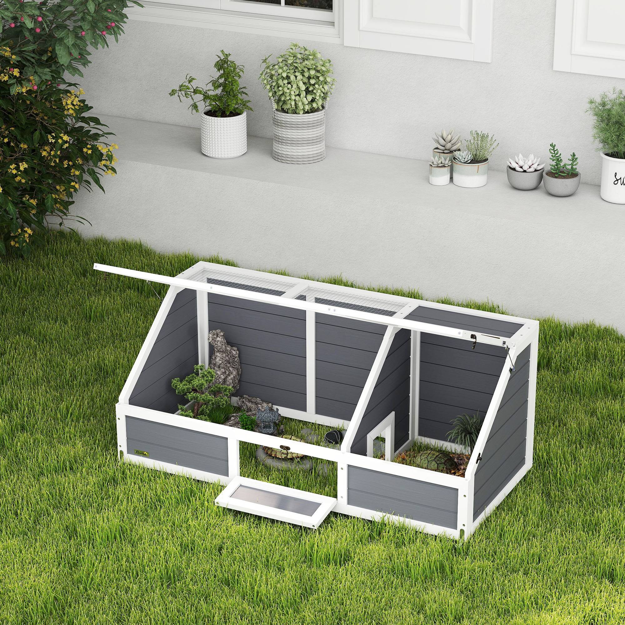 Enclos pour tortues bois gris clair 120 x 55 x 50 cm - PANGIVO - Image 4