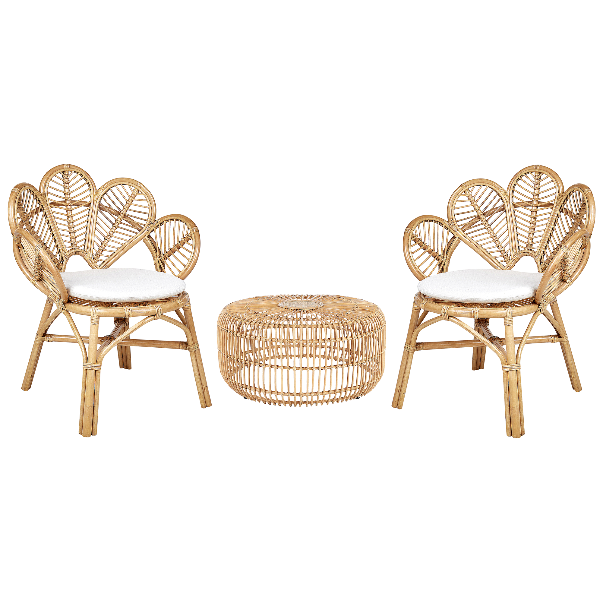 Beliani - Ensemble Bistro en Rotin Naturel 74 x 61 x 88 cm 2 Chaises et Table Basse pour Extérieur et Intérieur Boho Rustique - Imagen 1