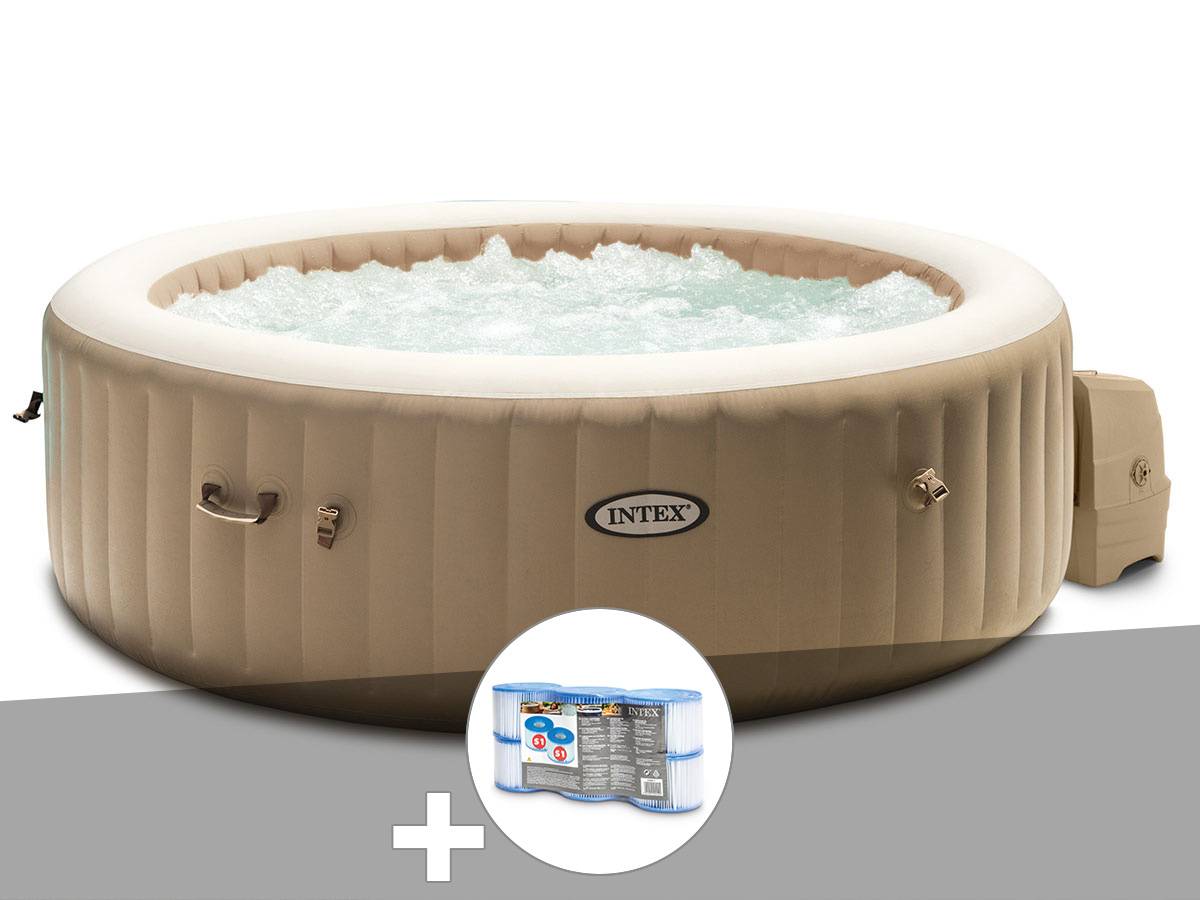 Kit spa gonflable Intex PureSpa Sahara rond Bulles 6 places + 6 filtres - Imagen 1