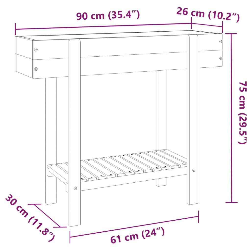 ComfortXL - Potager surélevé bois acacia massif balcon avec étagère hauteur ergonomique 90cm - ComfortXL Outdoor Living - Image 9