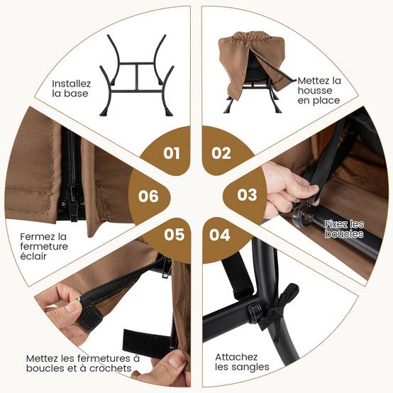 Fauteuil Salon Scandinave avec Repose-Pieds, Fauteuil Relax avec Oreiller et Poche Latérale, Cadre en Métal pour Charger 150 kg, Café - Image 5
