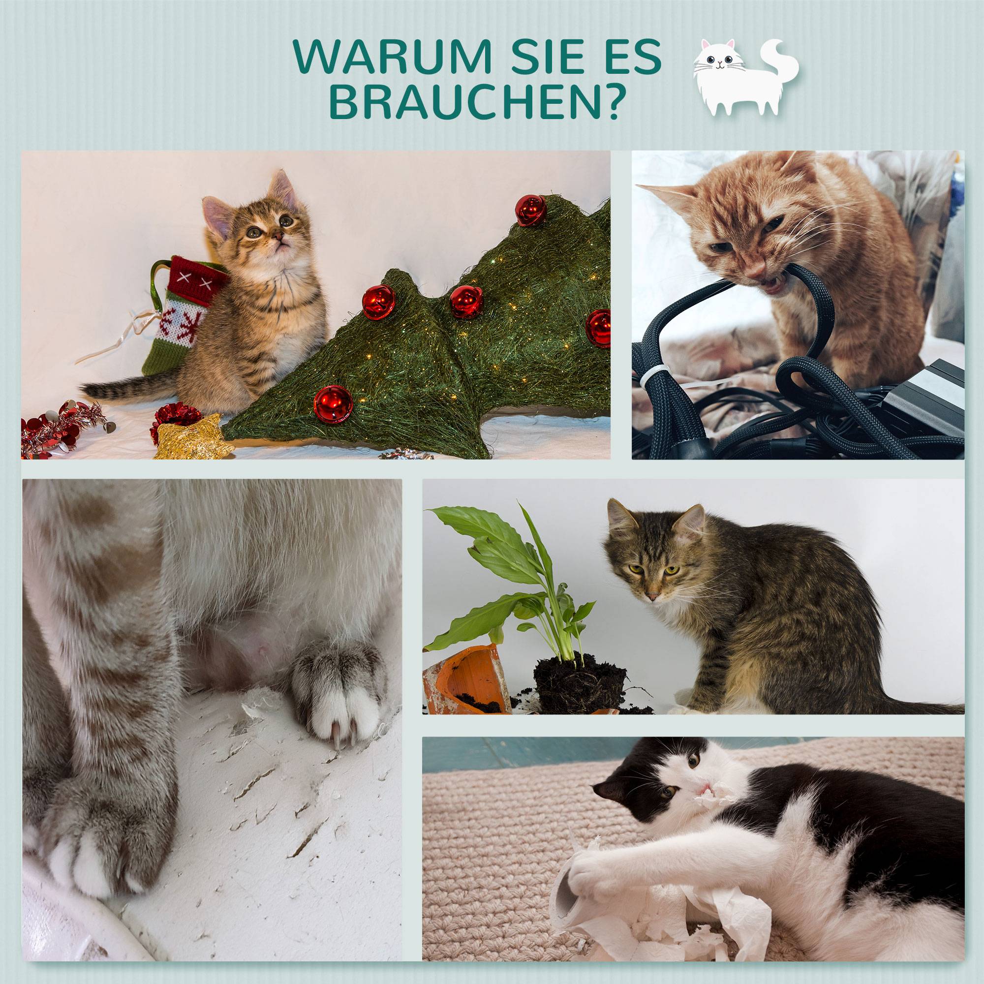 Arbre à chat mural/mur d'escalade, 66 x 28 x 137 cm, en bois gris clair beige, idéal pour les amoureux des chats - Image 6