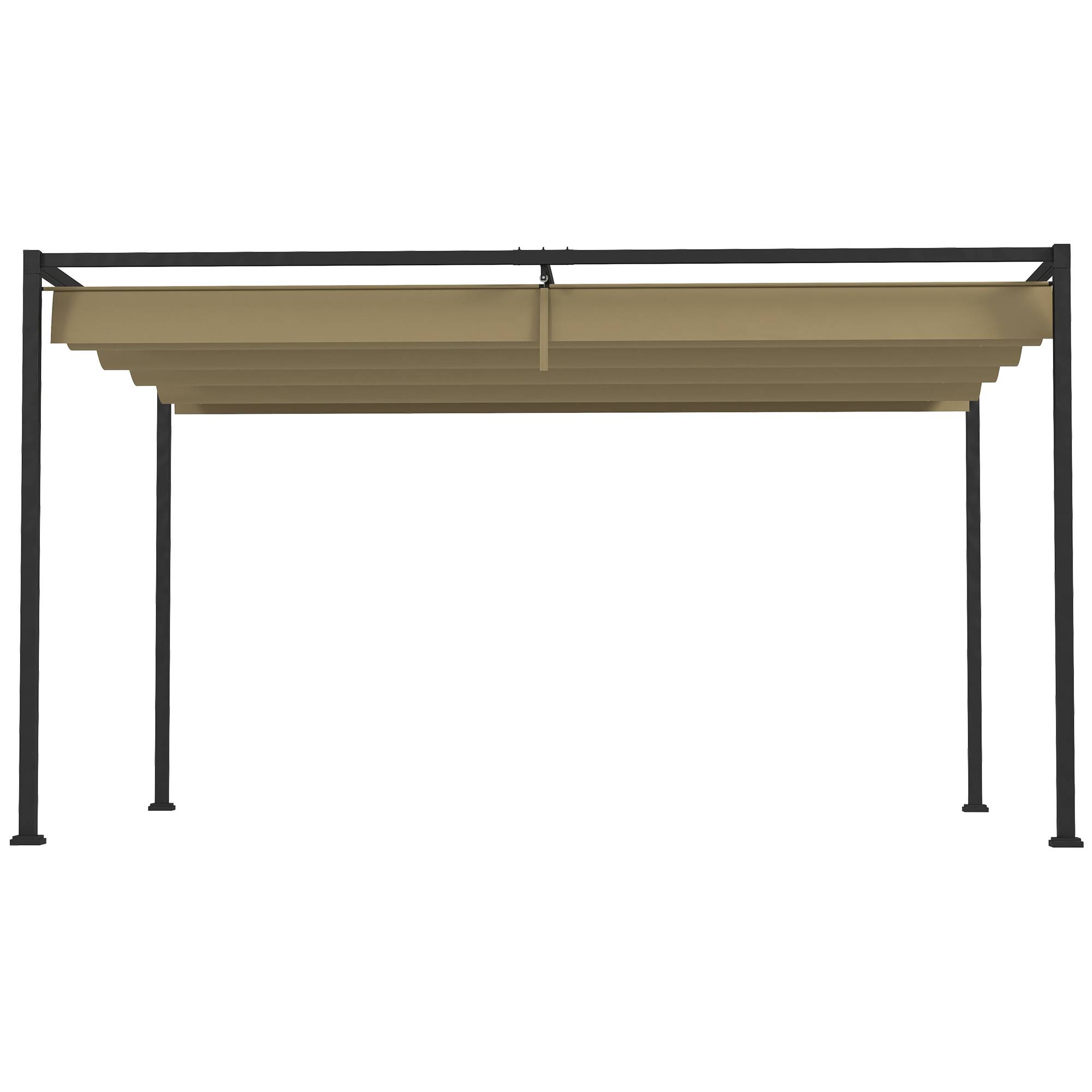 Pergola coulissante Pergola rétractable 3 x 2 m structure métal époxy anticorrosion toile polyester 180 g/m² kaki - Image 9