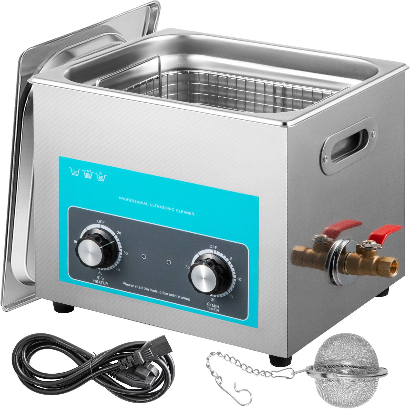 Vevor - VEVOR Nettoyeur ultrasons VEVO 10L avec minuterie/chauffage, 220V, inox 40 kHz. - Image 8