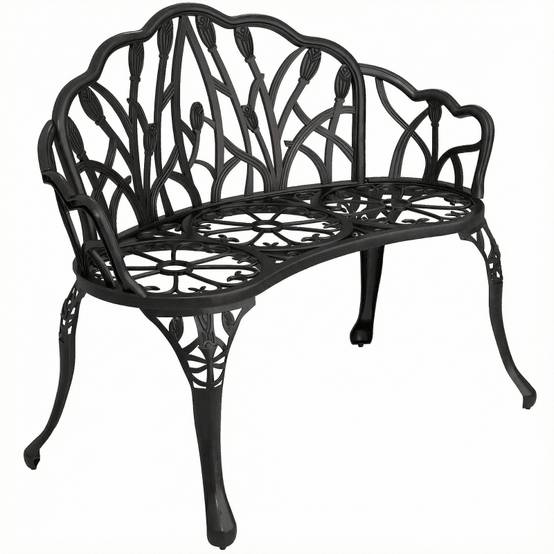 PANGIVO - Banc de jardin aluminium moulé noir 99 x 57 x 78 cm - PANGIVO - Image 1
