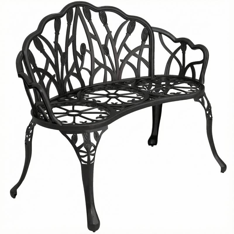 PANGIVO - Banc de jardin aluminium moulé noir 99 x 57 x 78 cm - PANGIVO - Image 1