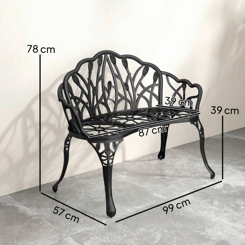 PANGIVO - Banc de jardin aluminium moulé noir 99 x 57 x 78 cm - PANGIVO - Image 3