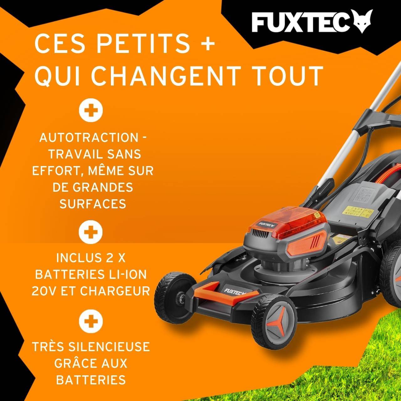 FUXTEC - Tondeuse à batterie autotractée FX-E2RM51 40 V 51 cm avec mulching et éjection latérale – Fuxtec - Image 4