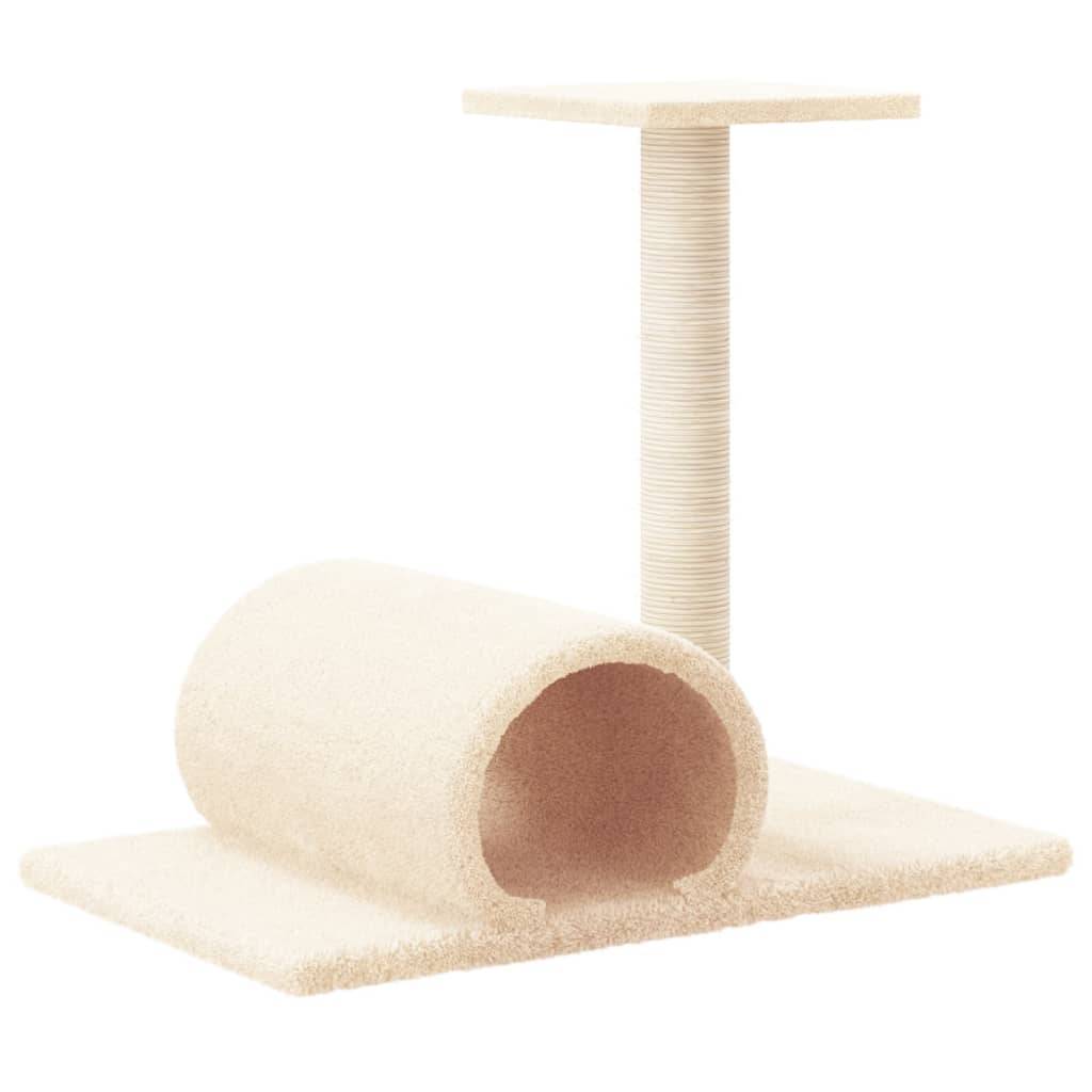Arbre à chat bois et peluche crème 60 x 34.5 x 50 cm - PANGIVO - Image 5
