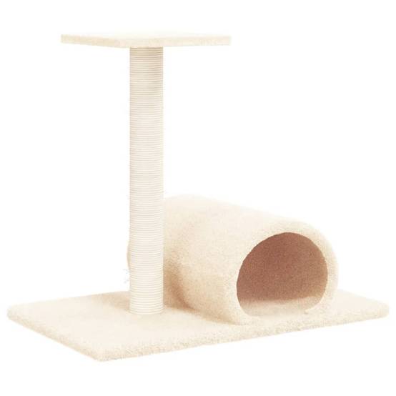 Arbre à chat bois et peluche crème 60 x 34.5 x 50 cm - PANGIVO - Image 2