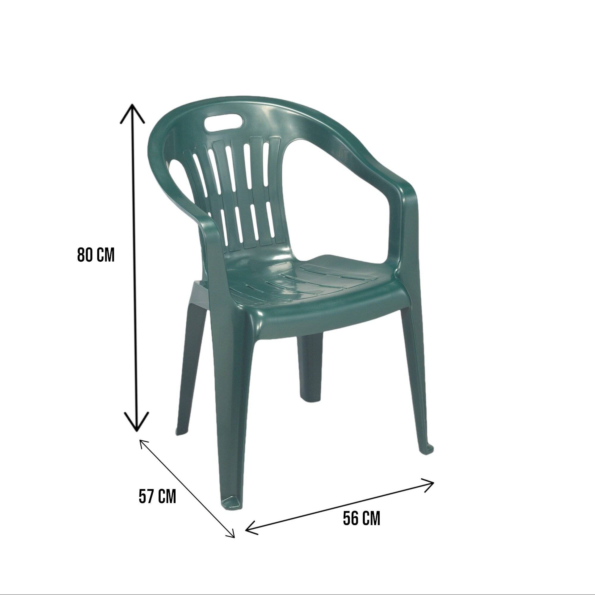 Dmora - Ensemble de 4 chaises d'extérieur Velletri, Sièges de jardin, Chaise pour table à manger, Fauteuil d'extérieur, 56x57h80 cm, Vert - Dmora - Imagen 3