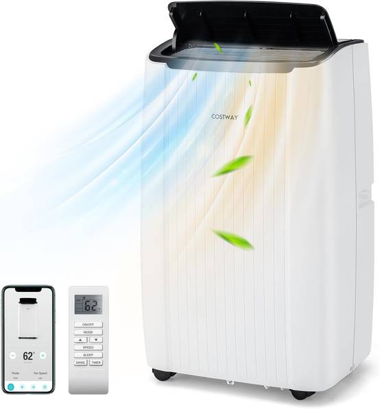 COSTWAY Climatiseur Mobile Silencieux 6 EN 1, Refroidissement,Chauffage,Ventilateur,Déshumidificateur,Mode Nuit, Rapide,Clim Mobile(Clim Pro|14000BTU) - Image 1