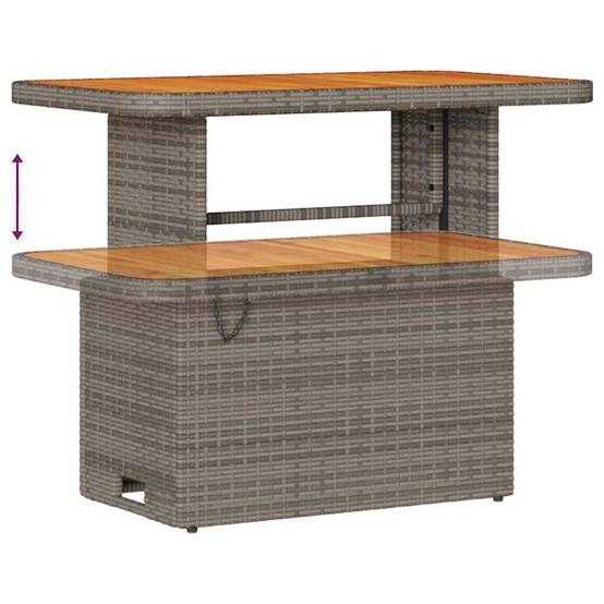 Salon de jardin 8 places en polyrotin tressé et bois avec table et poufs Gris – ComfortXL Outdoor Living - Image 9