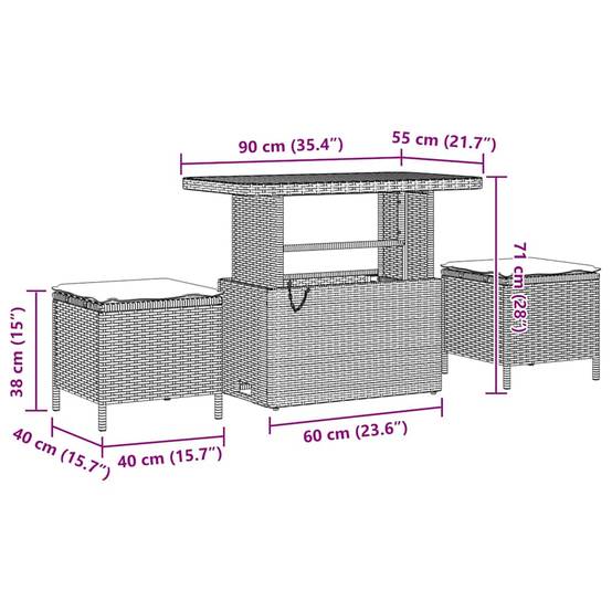 Salon de jardin 8 places en polyrotin tressé et bois avec table et poufs Gris – ComfortXL Outdoor Living - Image 8