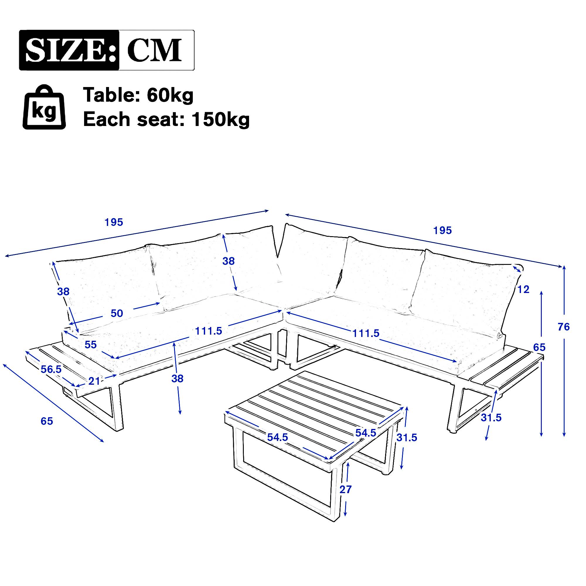 Set de jardin 4 places avec canapé d'angle, table basse, Polyrattan Beige et Gris - PANGIVO - Image 7
