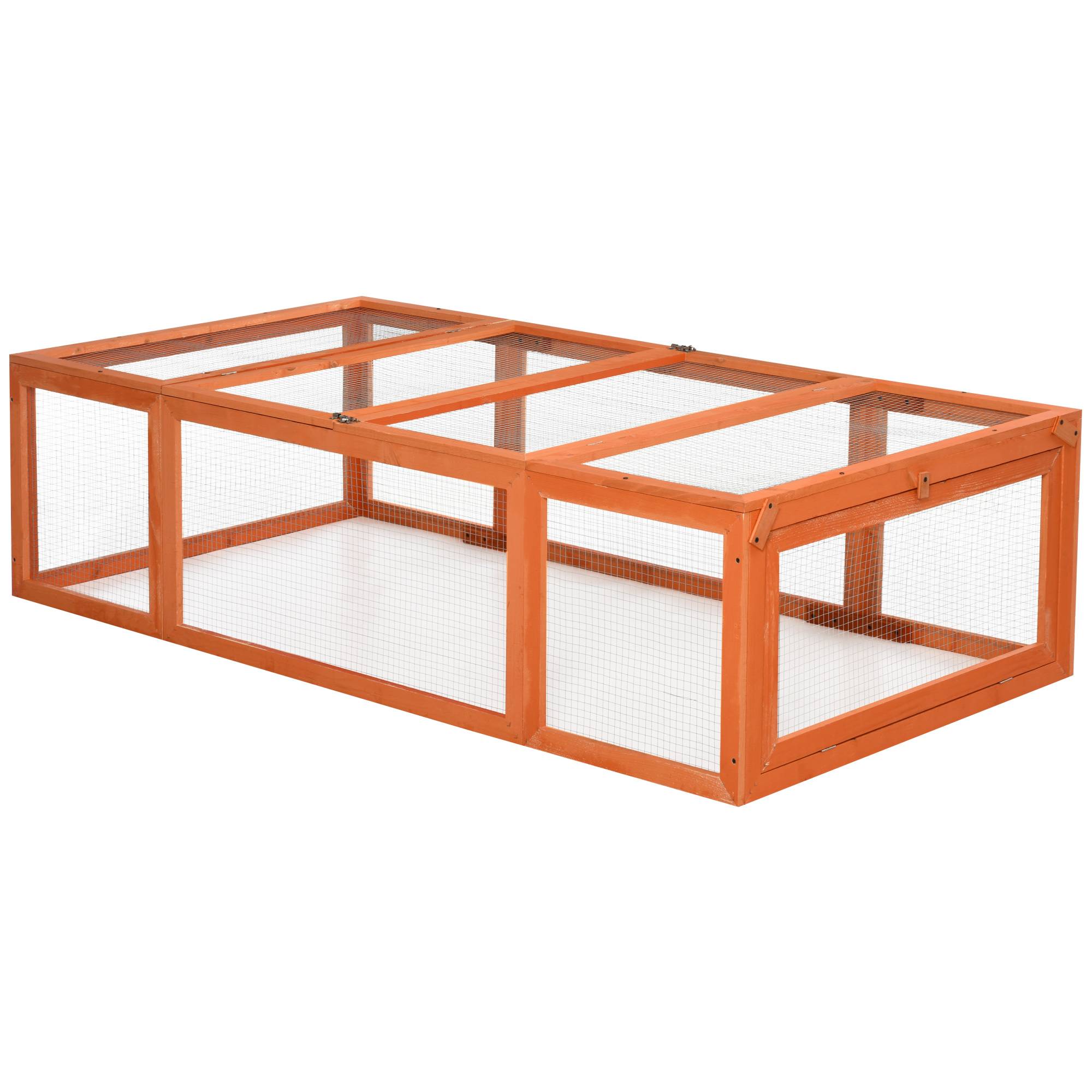 Enclos extérieur pour petits animaux, toit à charnières, bois de sapin, orange - Image 10