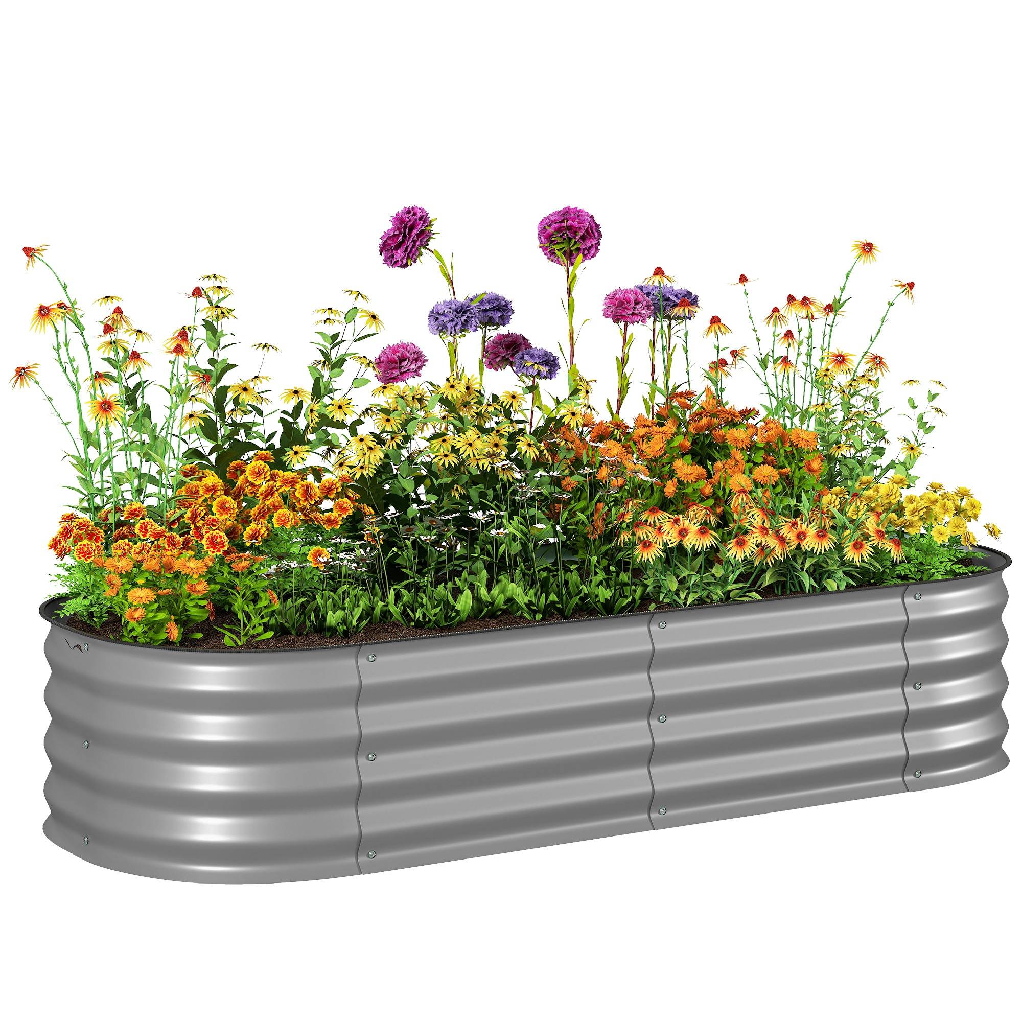 Sans Marque - Potager surélevé modulaire bords protégés sans fond 150x62x30 cm argent