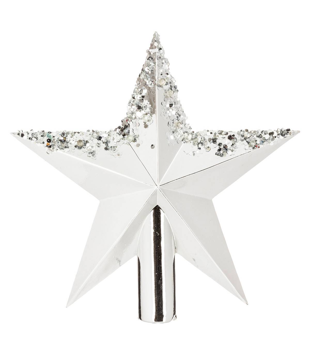 Déco Sapin de Noël Cimier Étoile Argent Brillant