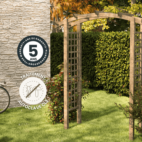 Arche de jardin en bois CELESTE - 180 x 70 x H222 cm - Image 3