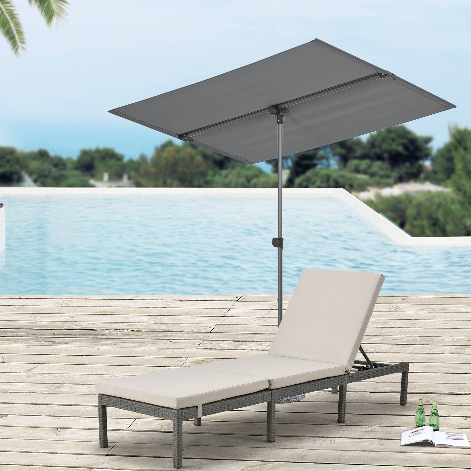 Pro.Tec - Parasol Carsoli inclinable à 360° rectangulaire 180 x 130 cm gris [pro.tec] - Imagen 2