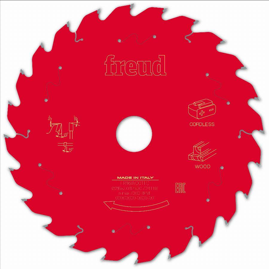 Lame pour scie circulaire portative sans fil FREUD - Ø216 1,7/1,2 AL30 Z24 BA 25° - F03FS10070 -FR16W001TC - Imagen 2