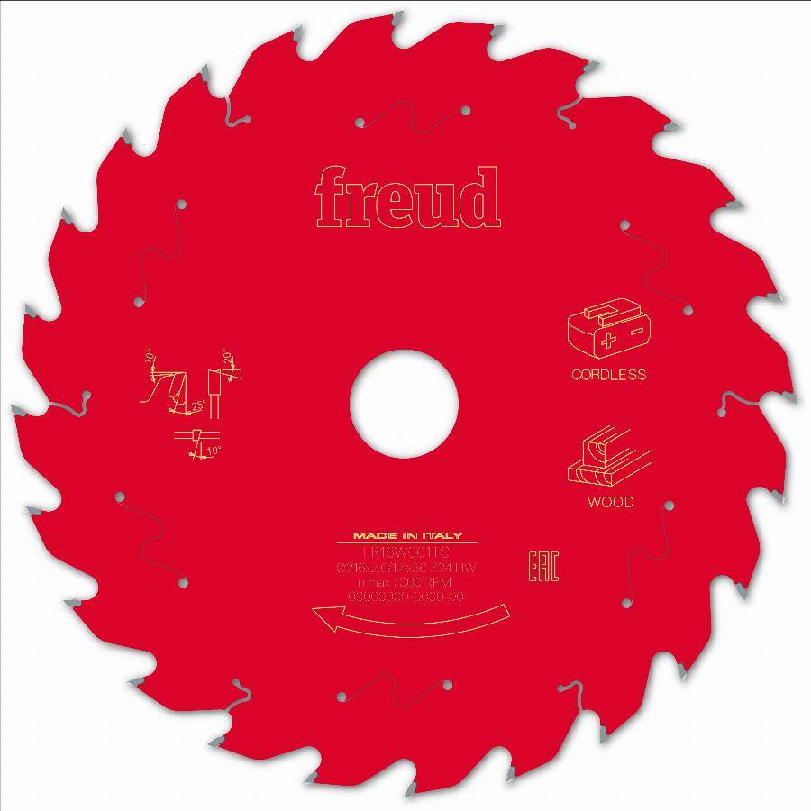 Lame pour scie circulaire portative sans fil FREUD - Ø216 1,7/1,2 AL30 Z24 BA 25° - F03FS10070 -FR16W001TC - Imagen 1