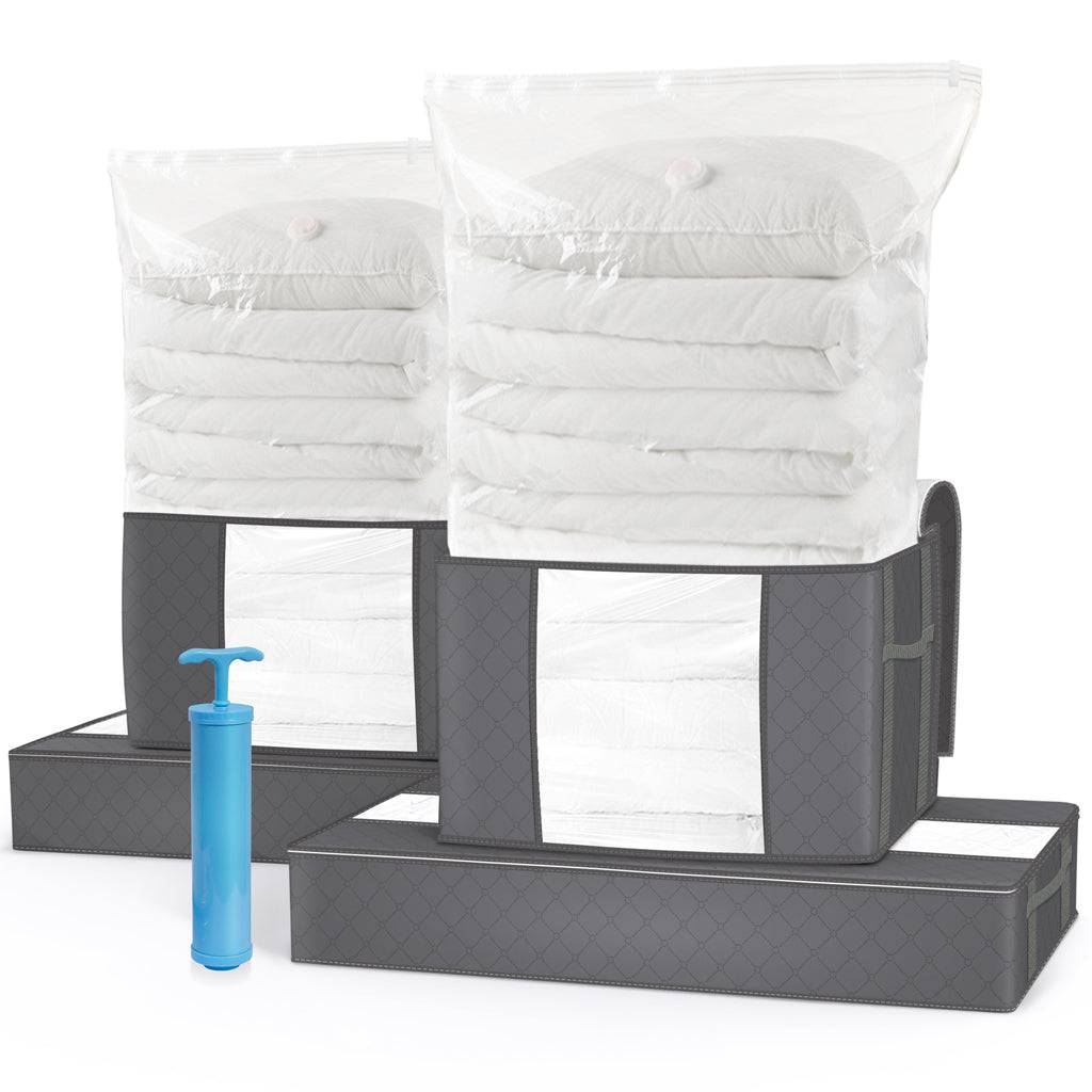 Lot de 9 sac de rangement sous vide Non Tisse XXL gris - Image 1