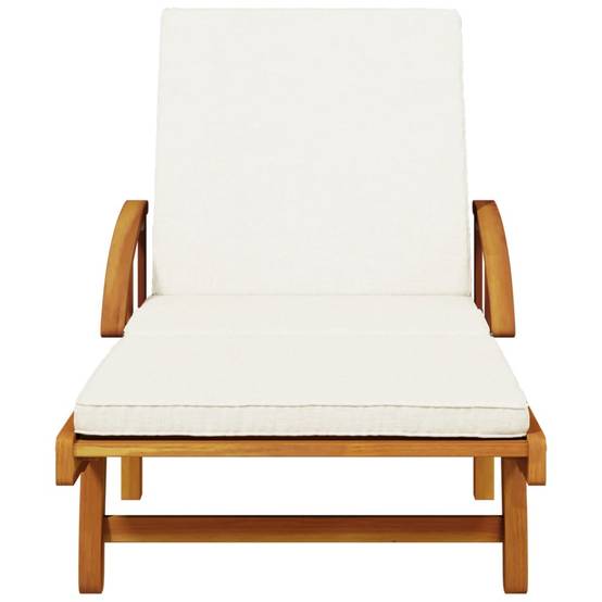 2 Lits Bain Acacia Massif Tablettes et Table Basse Piscine Crème – ComfortXL Outdoor Living - Image 5