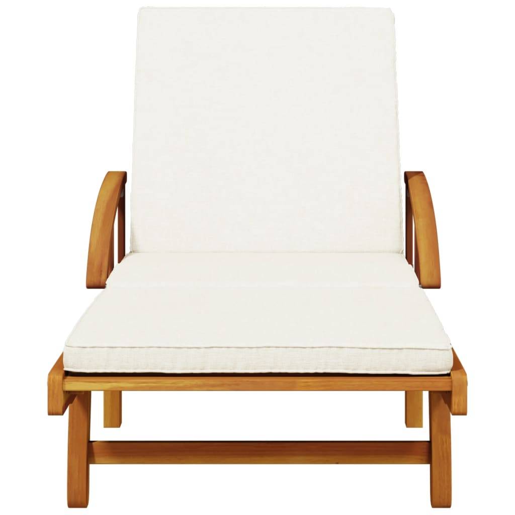 2 Lits Bain Acacia Massif Tablettes et Table Basse Piscine Crème – ComfortXL Outdoor Living - Image 5